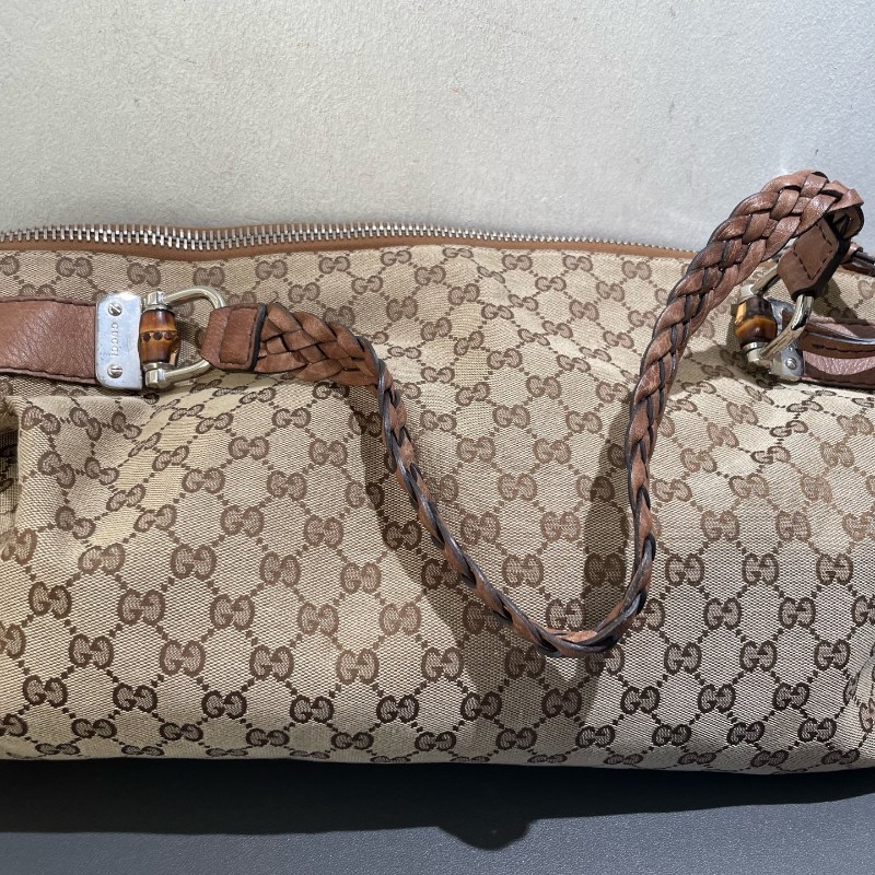 GUCCI 帆布手提包 編織手柄-11