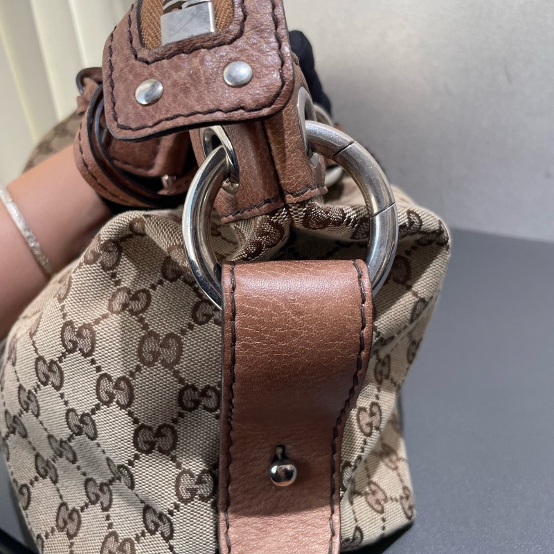 GUCCI 帆布手提包 編織手柄-12