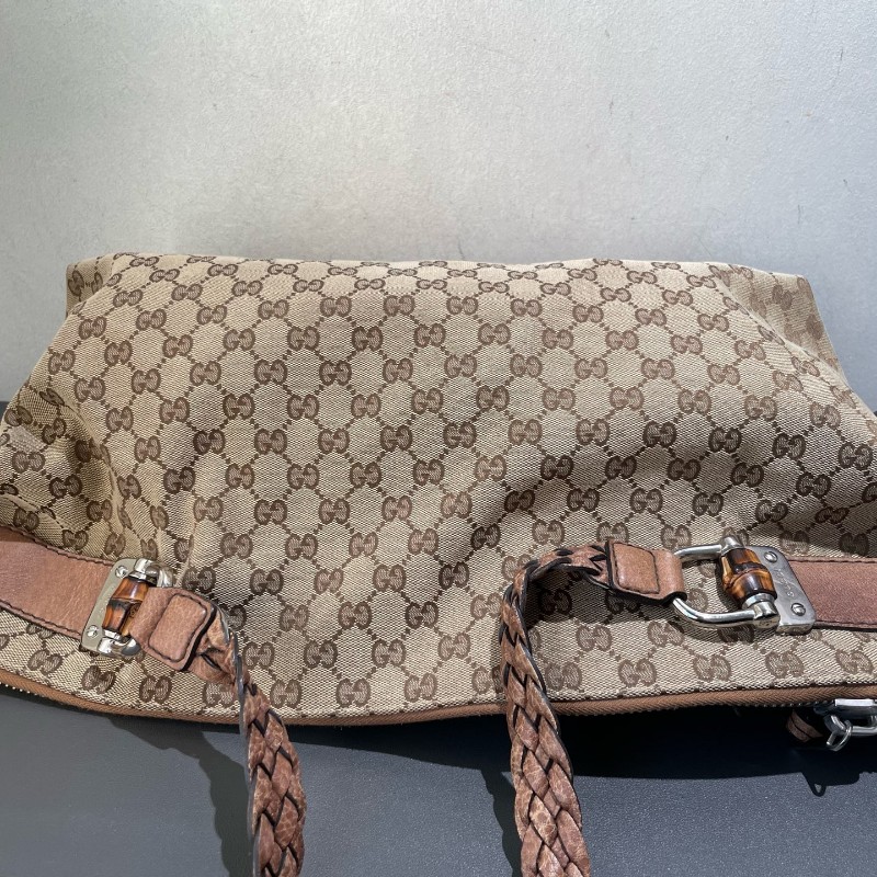 GUCCI 帆布手提包 編織手柄-13