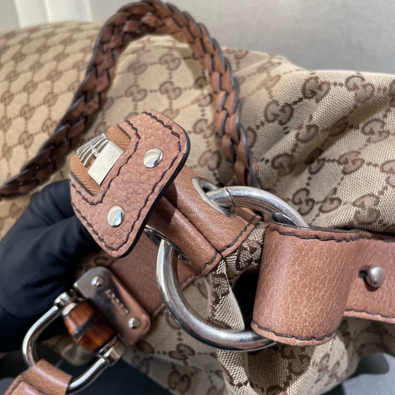 GUCCI 帆布手提包 編織手柄-22