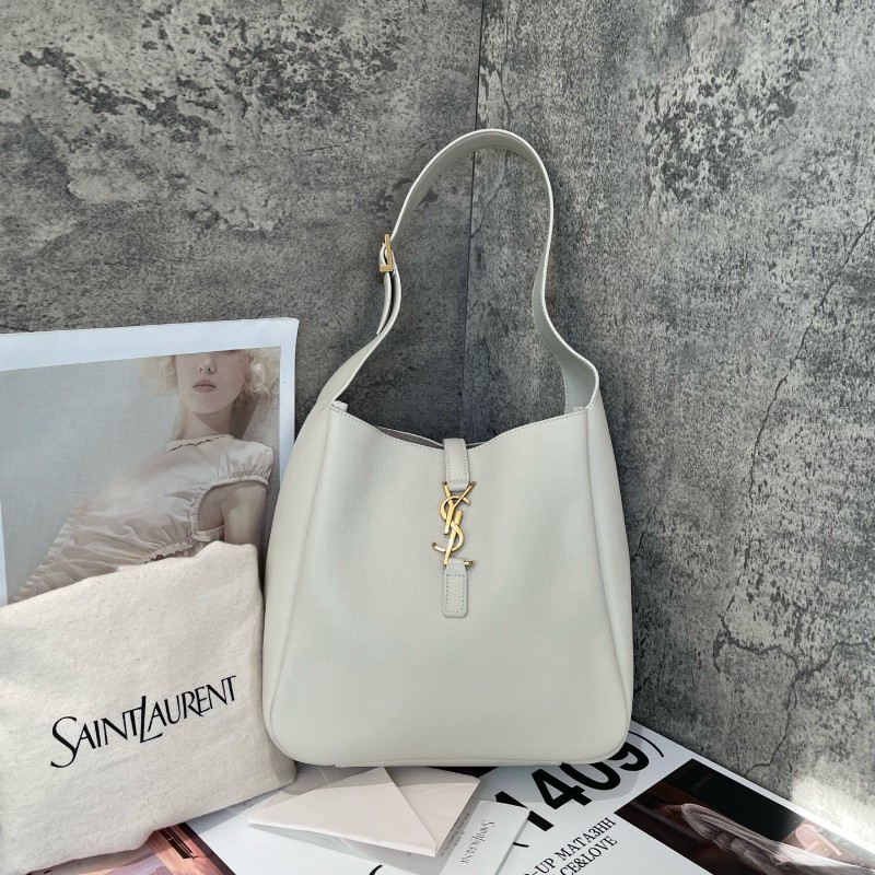 YSL hobo 小號 LE 5A7 baby 白色肩背包-2