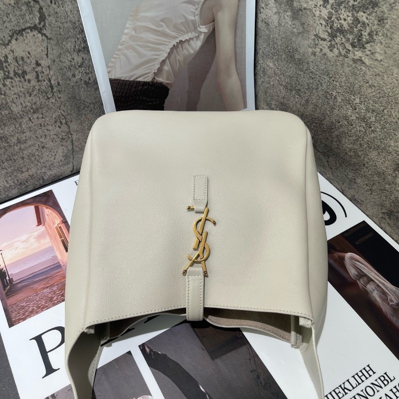 YSL hobo 小號 LE 5A7 baby 白色肩背包-4