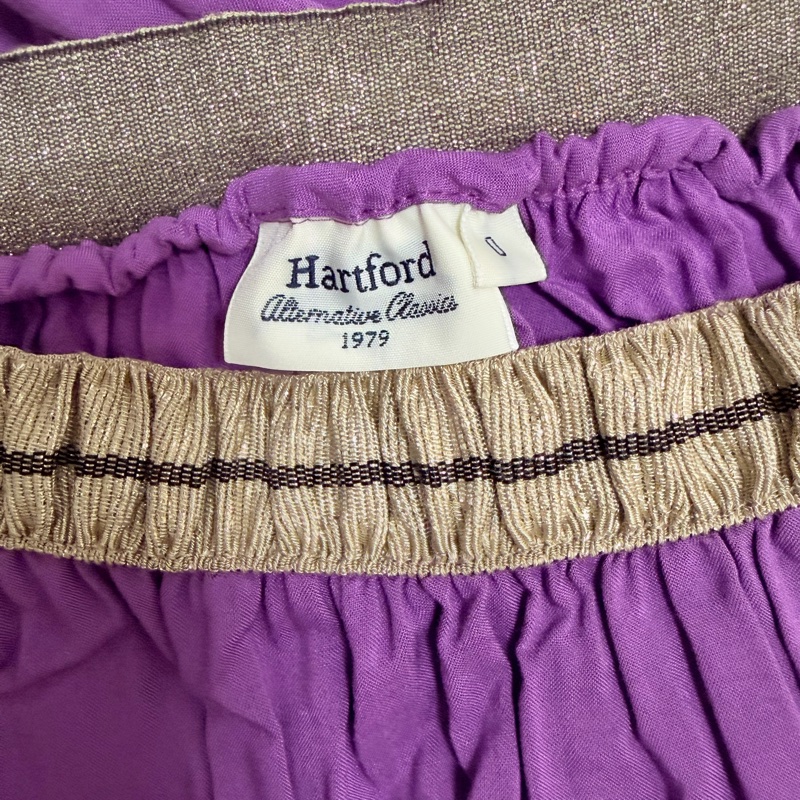 Hartford正品紫色腰鬆緊美裙 0號 S-L可穿-2