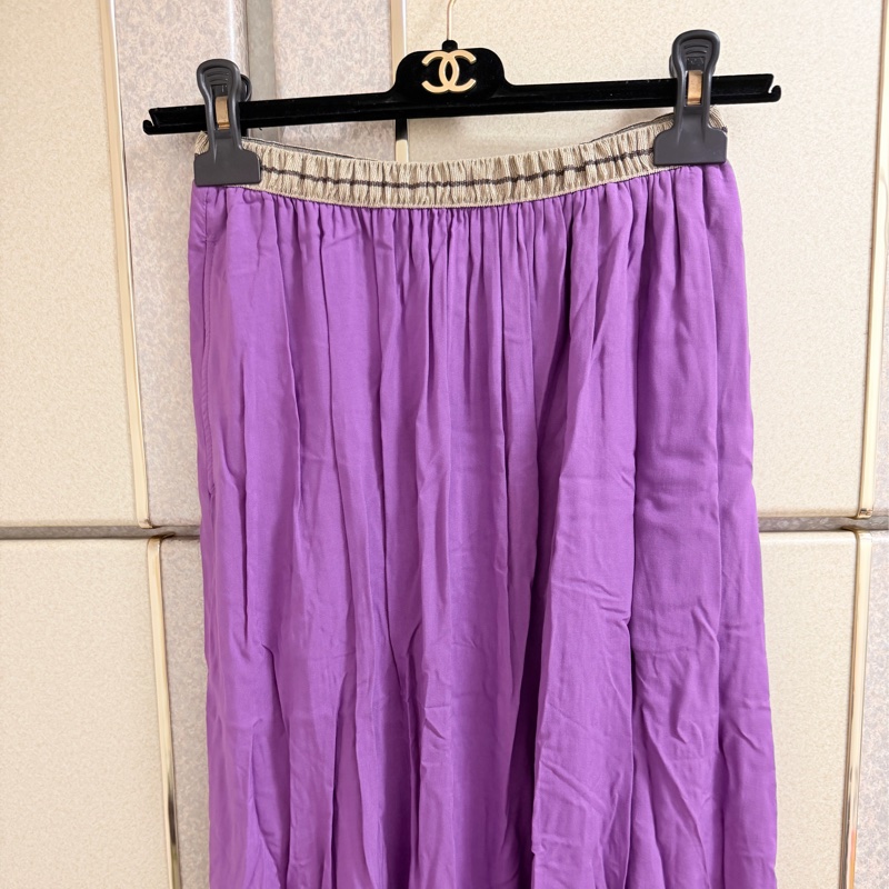 Hartford正品紫色腰鬆緊美裙 0號 S-L可穿-6