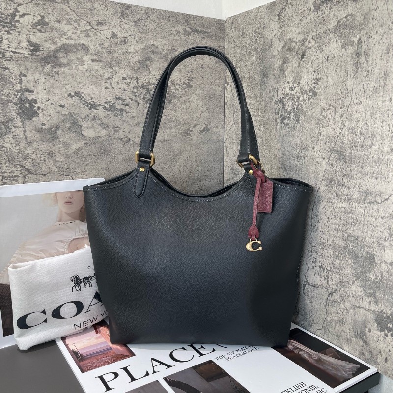 Coach 全皮黑色肩背包托特包-0