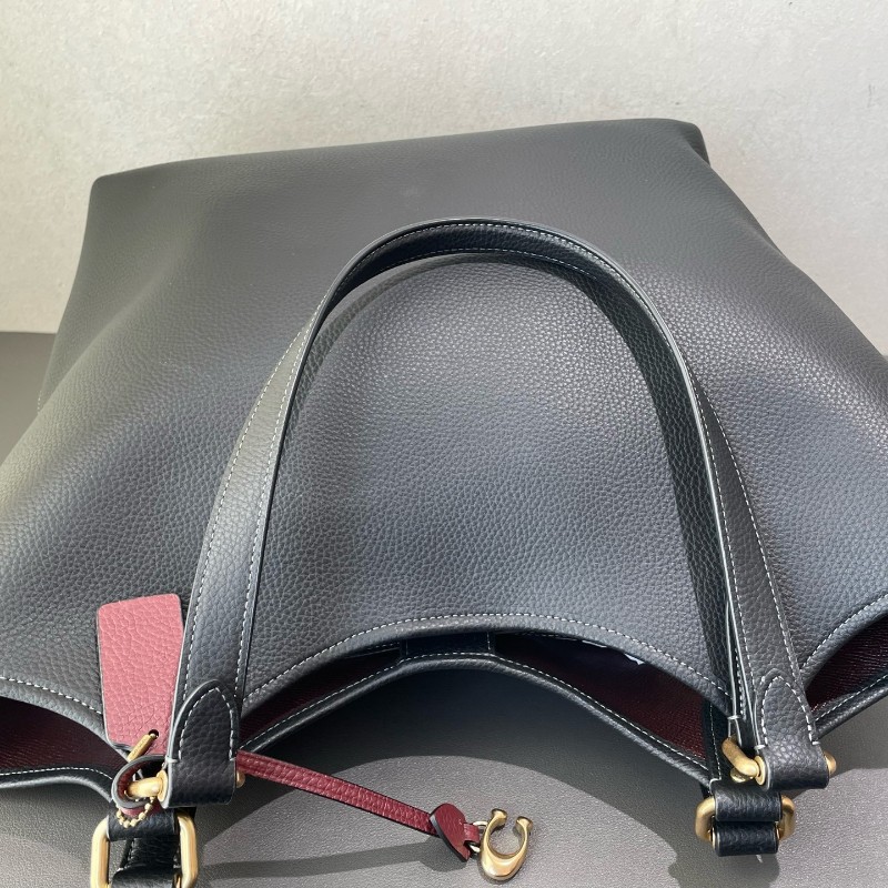 Coach 全皮黑色肩背包托特包-10