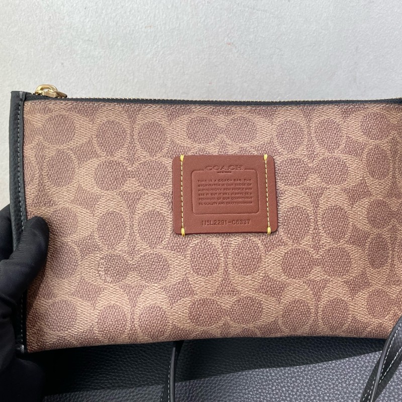 Coach 全皮黑色肩背包托特包-21