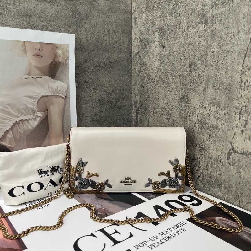 Coach 白色重工鏈條包 斜背包-0