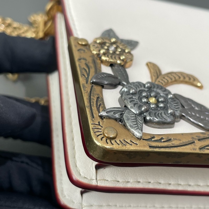 Coach 白色重工鏈條包 斜背包-15