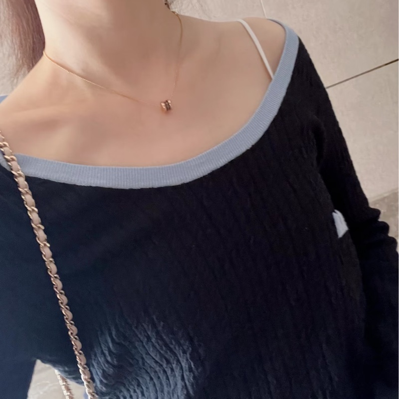 Chanel 24B 大U領針織上衣 毛衣#38-4