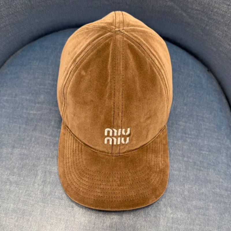 Miu Miu 絲絨款後綁繩棒球帽#淺棕M號-0