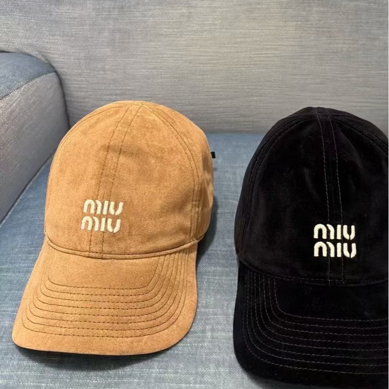 Miu Miu 絲絨款後綁繩棒球帽#淺棕M號-1