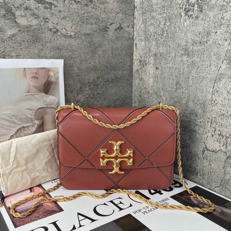 TB TORY BURCH Eleanor Diamond Quilt 羊皮中號磚紅色-0