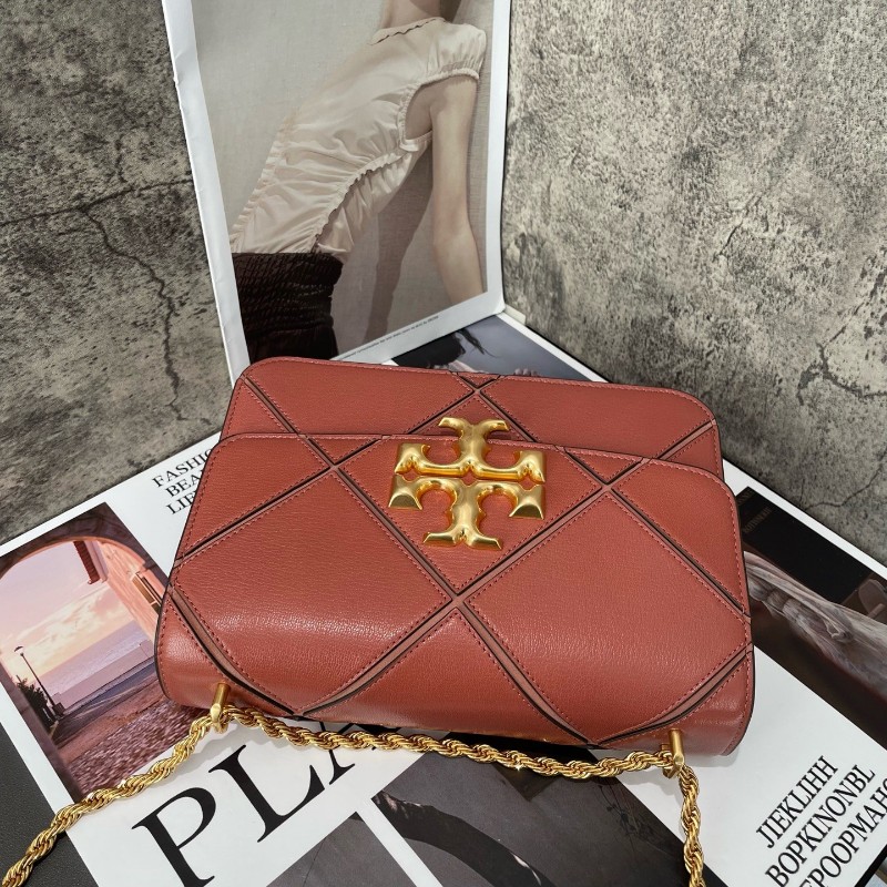 TB TORY BURCH Eleanor Diamond Quilt 羊皮中號磚紅色-2