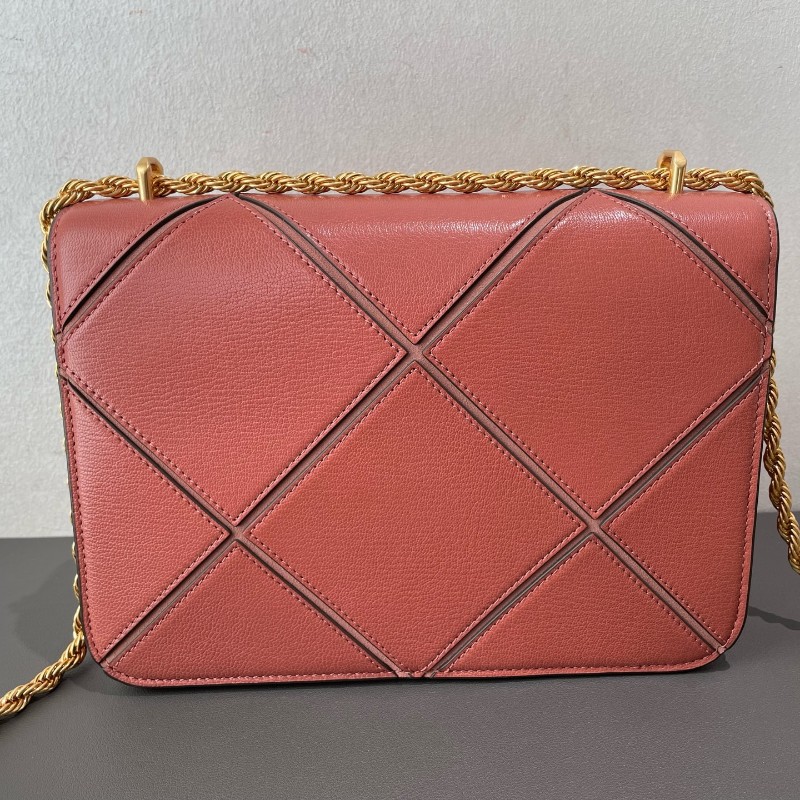 TB TORY BURCH Eleanor Diamond Quilt 羊皮中號磚紅色-5