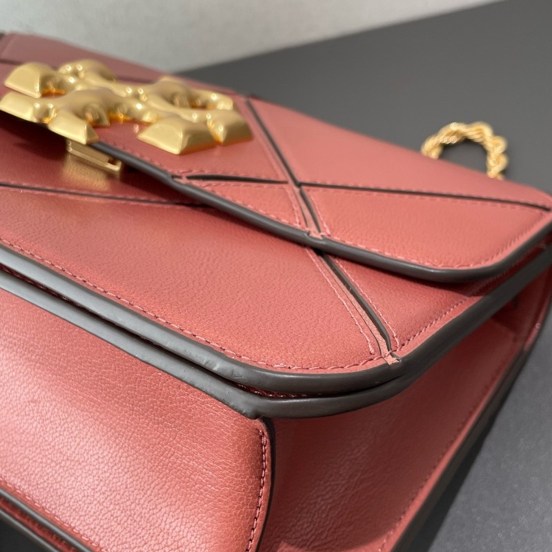 TB TORY BURCH Eleanor Diamond Quilt 羊皮中號磚紅色-9