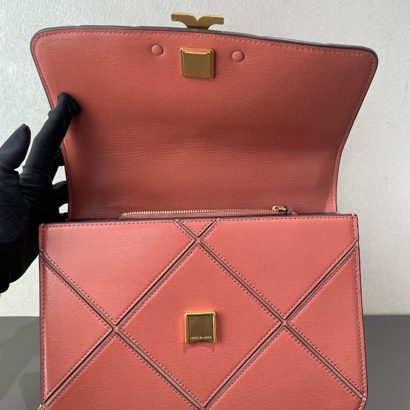 TB TORY BURCH Eleanor Diamond Quilt 羊皮中號磚紅色-18