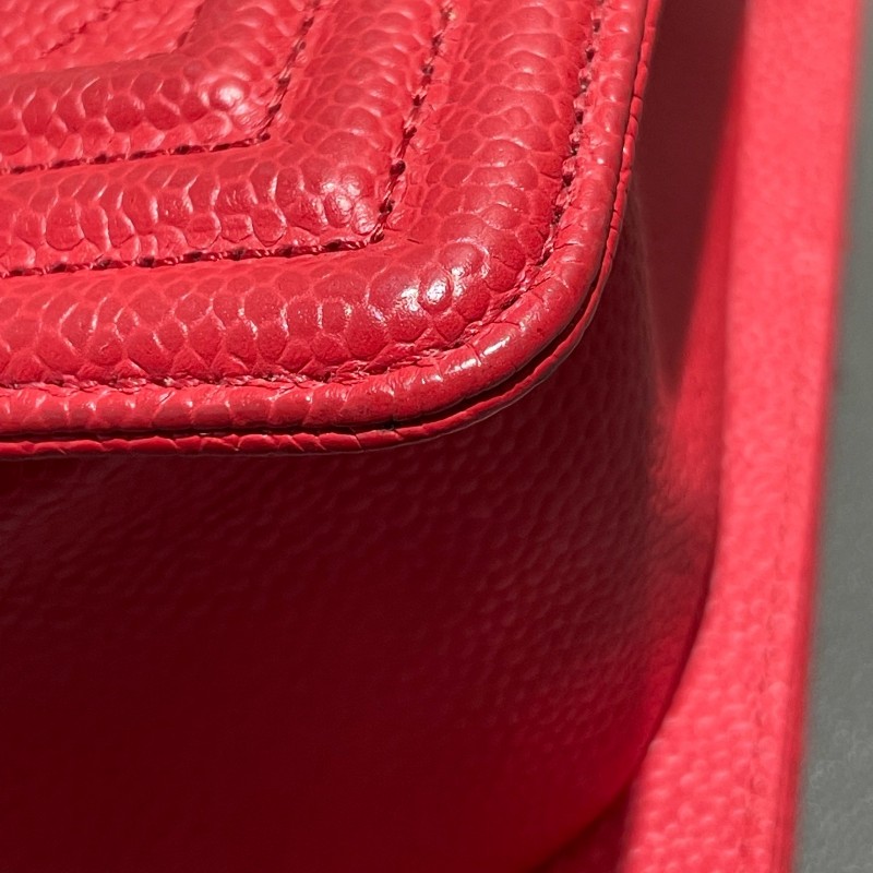 Chanel leboy 中號 荔枝皮 紅色配金扣 25cm-13