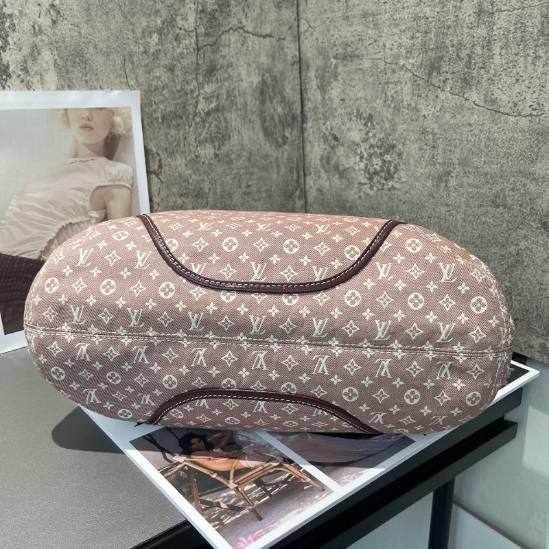 LV 老花帆布樹莓色丹寧 中古 肩背包手提包-2
