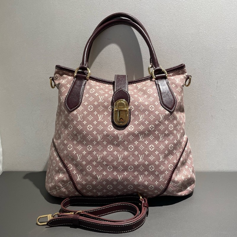 LV 老花帆布樹莓色丹寧 中古 肩背包手提包-4