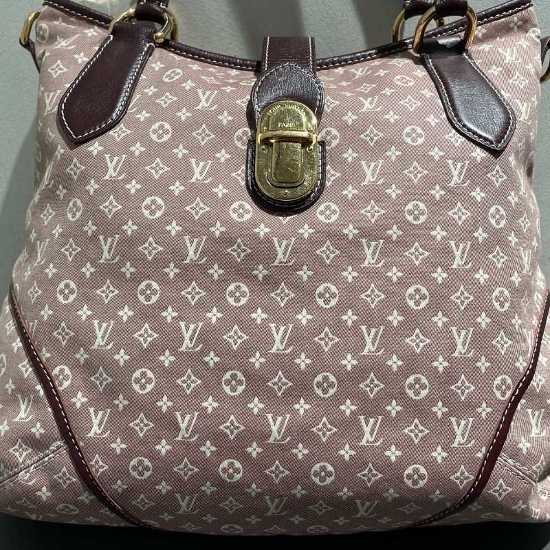 LV 老花帆布樹莓色丹寧 中古 肩背包手提包-5