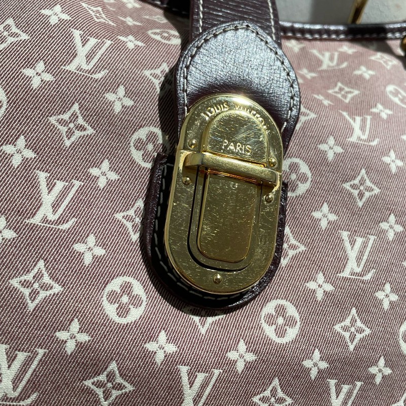 LV 老花帆布樹莓色丹寧 中古 肩背包手提包-6