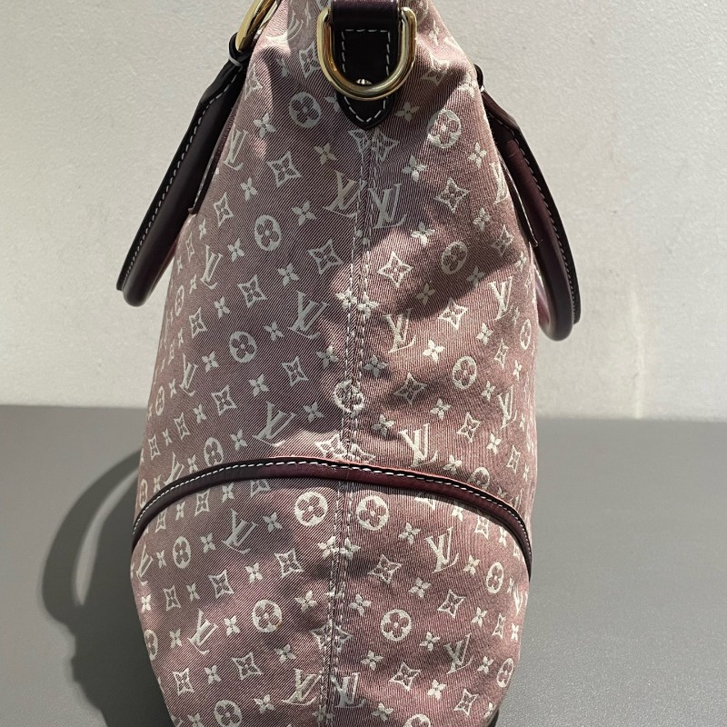 LV 老花帆布樹莓色丹寧 中古 肩背包手提包-9