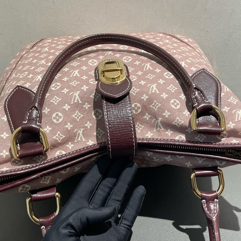 LV 老花帆布樹莓色丹寧 中古 肩背包手提包-10