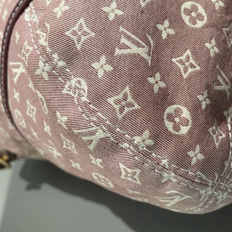 LV 老花帆布樹莓色丹寧 中古 肩背包手提包-12