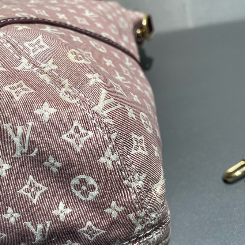 LV 老花帆布樹莓色丹寧 中古 肩背包手提包-13
