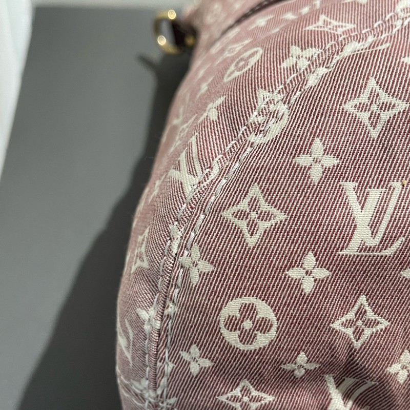 LV 老花帆布樹莓色丹寧 中古 肩背包手提包-15