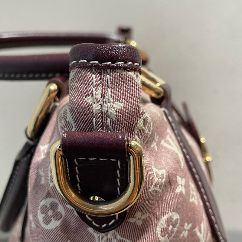 LV 老花帆布樹莓色丹寧 中古 肩背包手提包-16