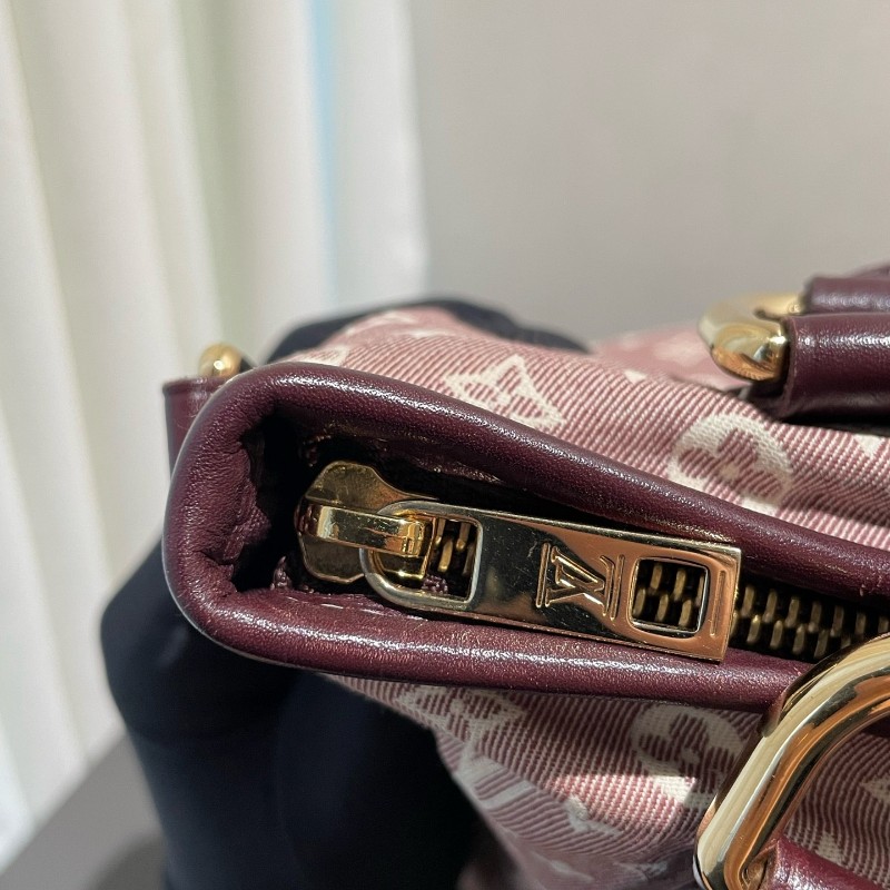 LV 老花帆布樹莓色丹寧 中古 肩背包手提包-17