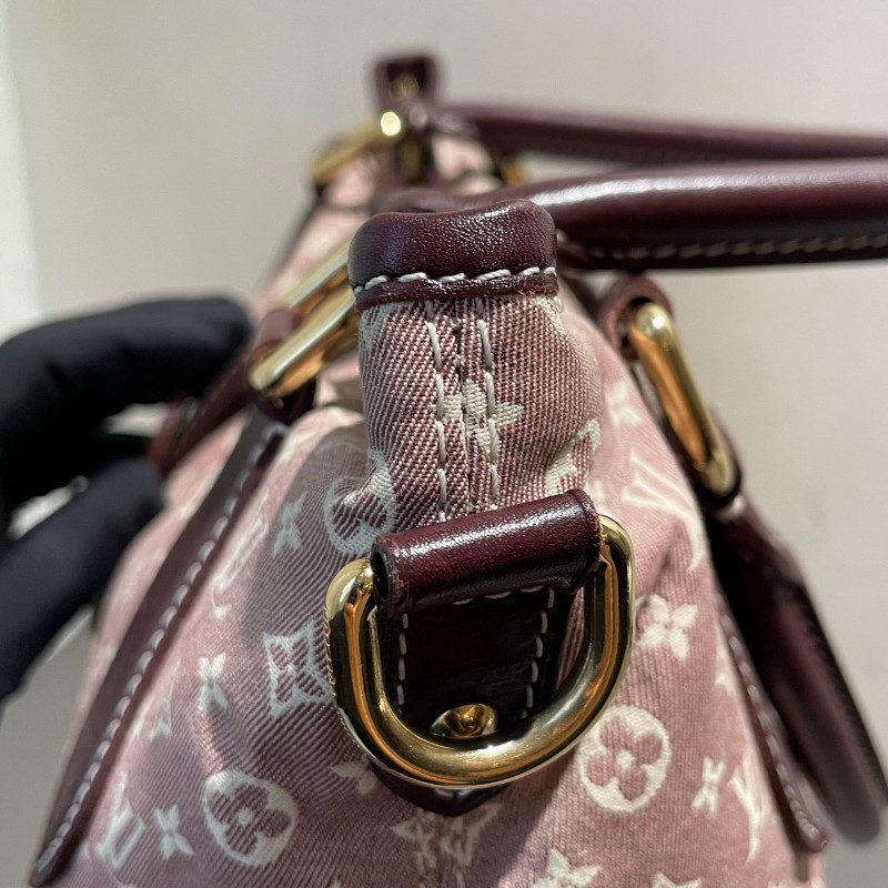 LV 老花帆布樹莓色丹寧 中古 肩背包手提包-18