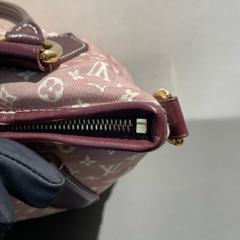LV 老花帆布樹莓色丹寧 中古 肩背包手提包-19