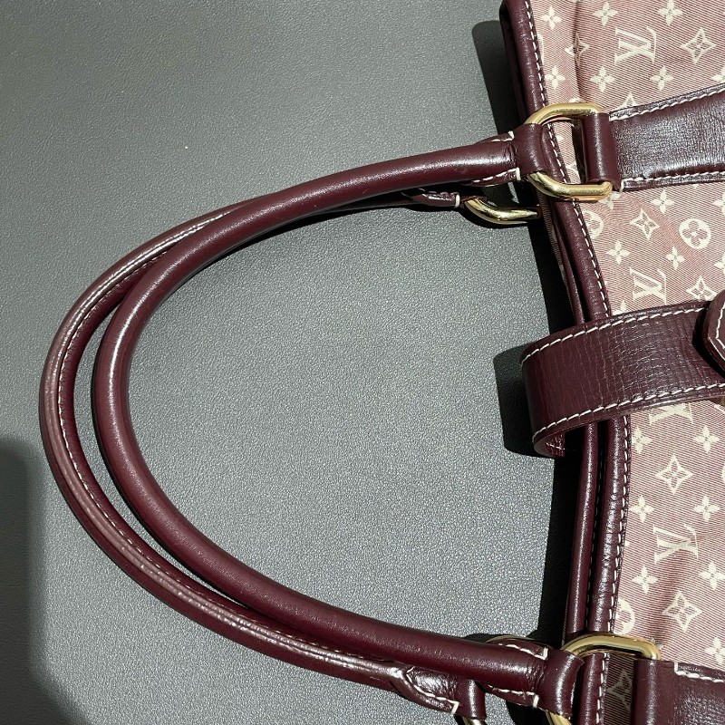 LV 老花帆布樹莓色丹寧 中古 肩背包手提包-27