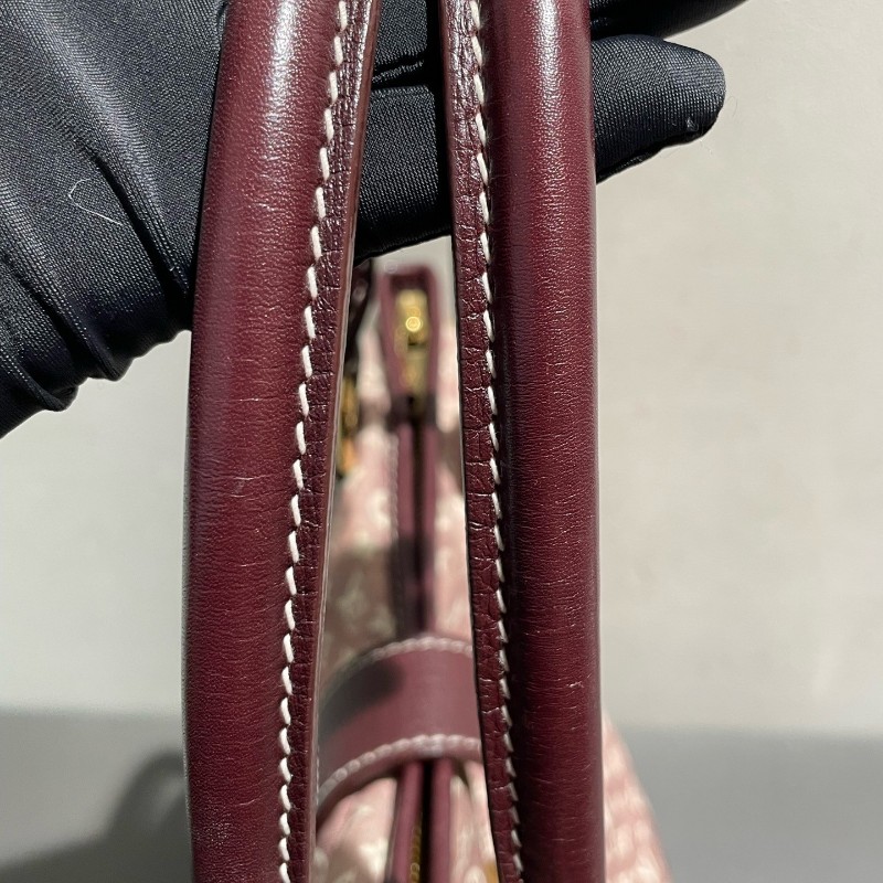 LV 老花帆布樹莓色丹寧 中古 肩背包手提包-28