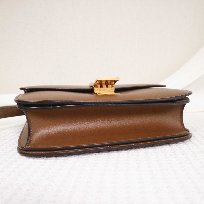 CELINE 中號 最熱賣焦糖棕金扣 BOX 牛皮 肩背包-4
