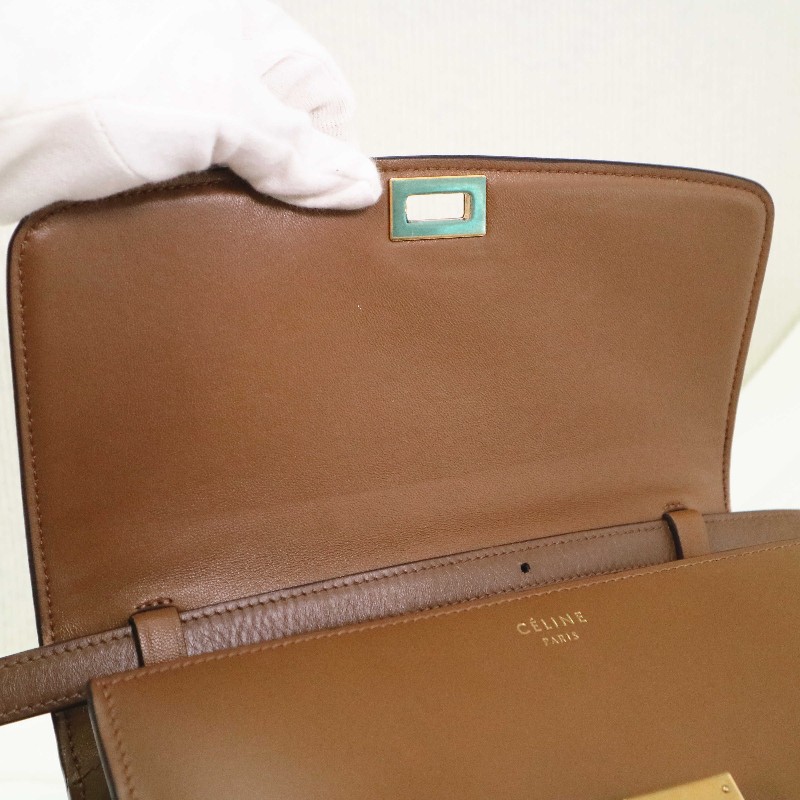 CELINE 中號 最熱賣焦糖棕金扣 BOX 牛皮 肩背包-14