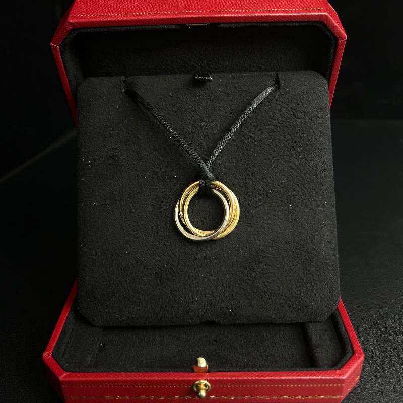 CARTIER Trinity系列三環黑色可調節尼龍繩項鍊-0