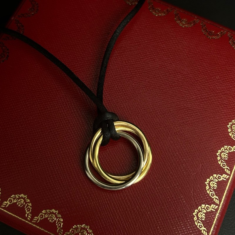 CARTIER Trinity系列三環黑色可調節尼龍繩項鍊-1