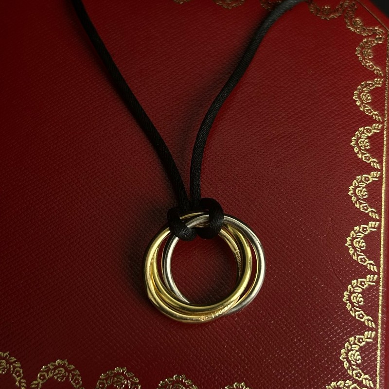 CARTIER Trinity系列三環黑色可調節尼龍繩項鍊-2