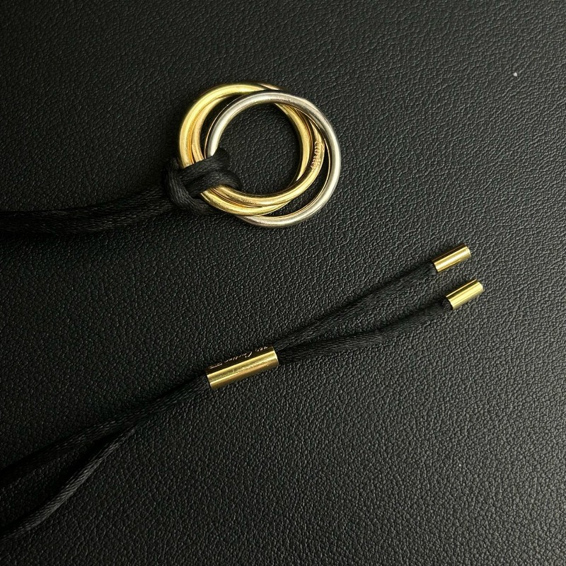 CARTIER Trinity系列三環黑色可調節尼龍繩項鍊-3