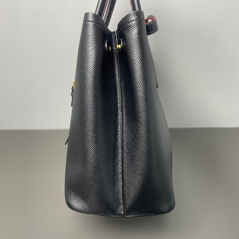 Prada Double Bag牛皮紅黑經典款手提包 肩背包-2