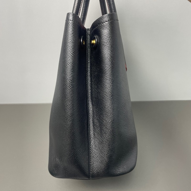 Prada Double Bag牛皮紅黑經典款手提包 肩背包-3