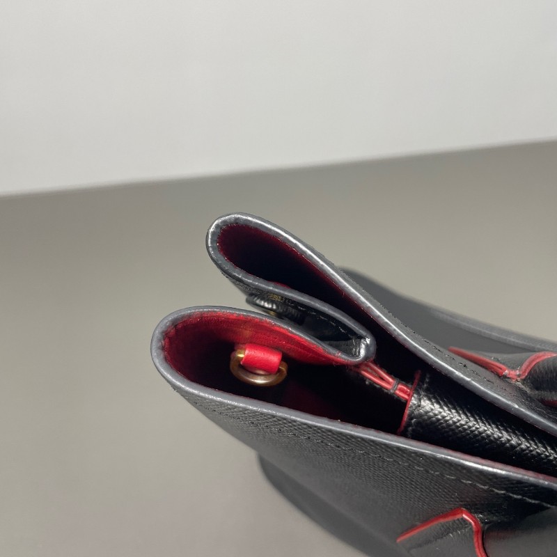 Prada Double Bag牛皮紅黑經典款手提包 肩背包-17