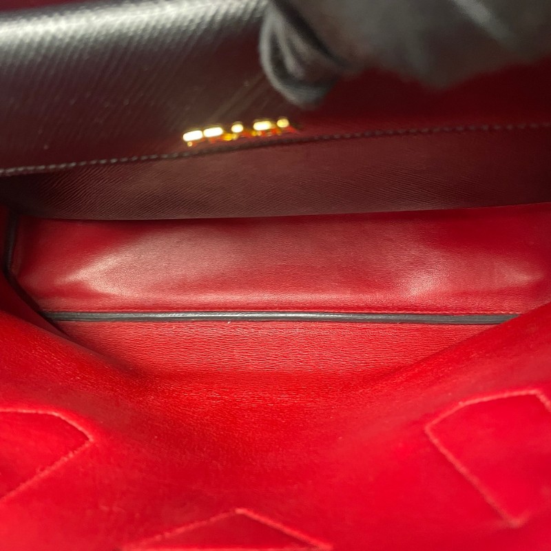 Prada Double Bag牛皮紅黑經典款手提包 肩背包-26