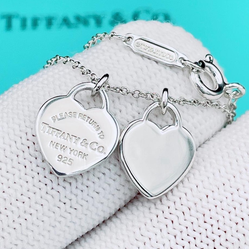 🌷Tiffany&Co. 雙愛心項鍊 |經典花紋✦fufu style 精品✦ 氣質款|-0