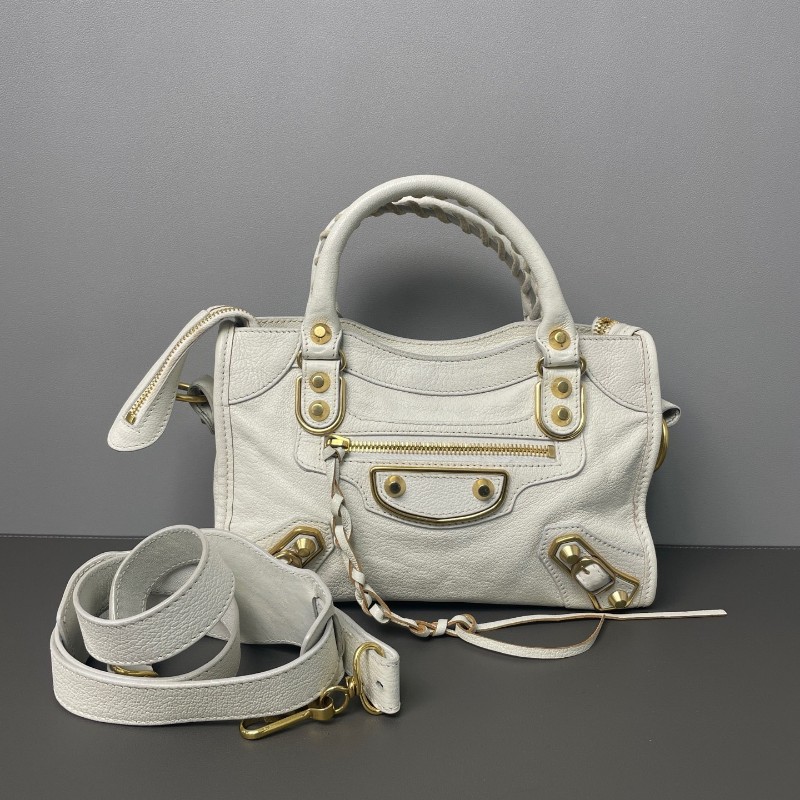 Balenciaga 白色 金扣 city機車包-0