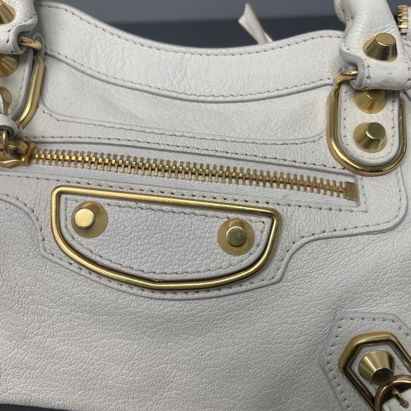 Balenciaga 白色 金扣 city機車包-16